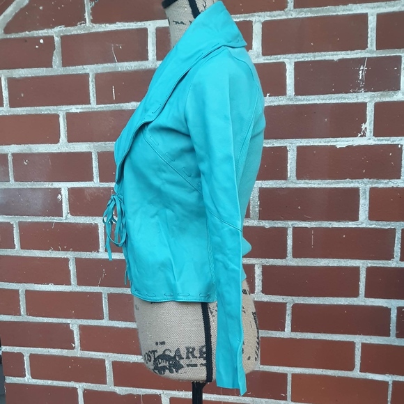 One Girl Who Leather Sweater Jacket Fringe Small - Picture 4 of 8